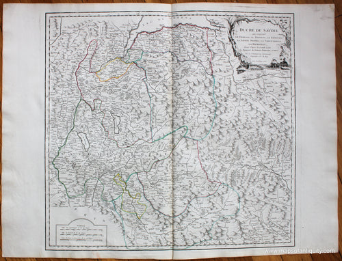 Antique-Map-Duche-Savoye-Savoie-Robert-de-Vaugondy-1751-France-French-1750s-1700s-Mid-18th-Century-Maps-of-Antiquity