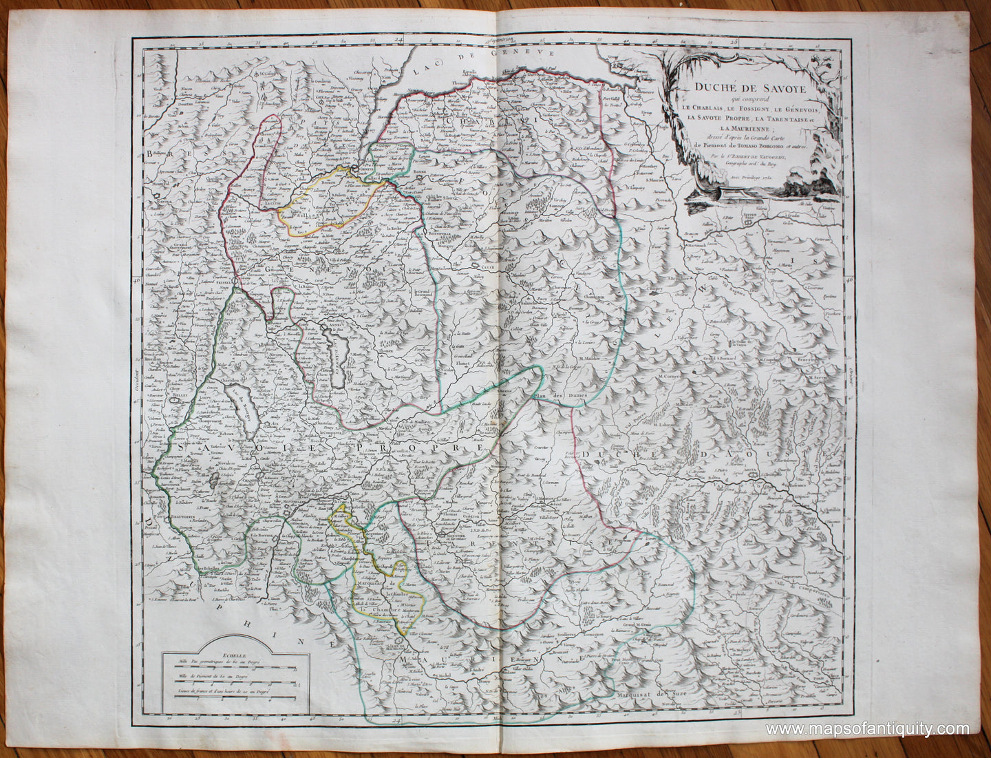 Antique-Map-Duche-Savoye-Savoie-Robert-de-Vaugondy-1751-France-French-1750s-1700s-Mid-18th-Century-Maps-of-Antiquity