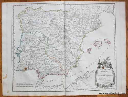 Antique-Map-Hispania-Antiqua-Robert-de-Vaugondy-1750-France-French-1750s-1700s-Mid-18th-Century-Maps-of-Antiquity