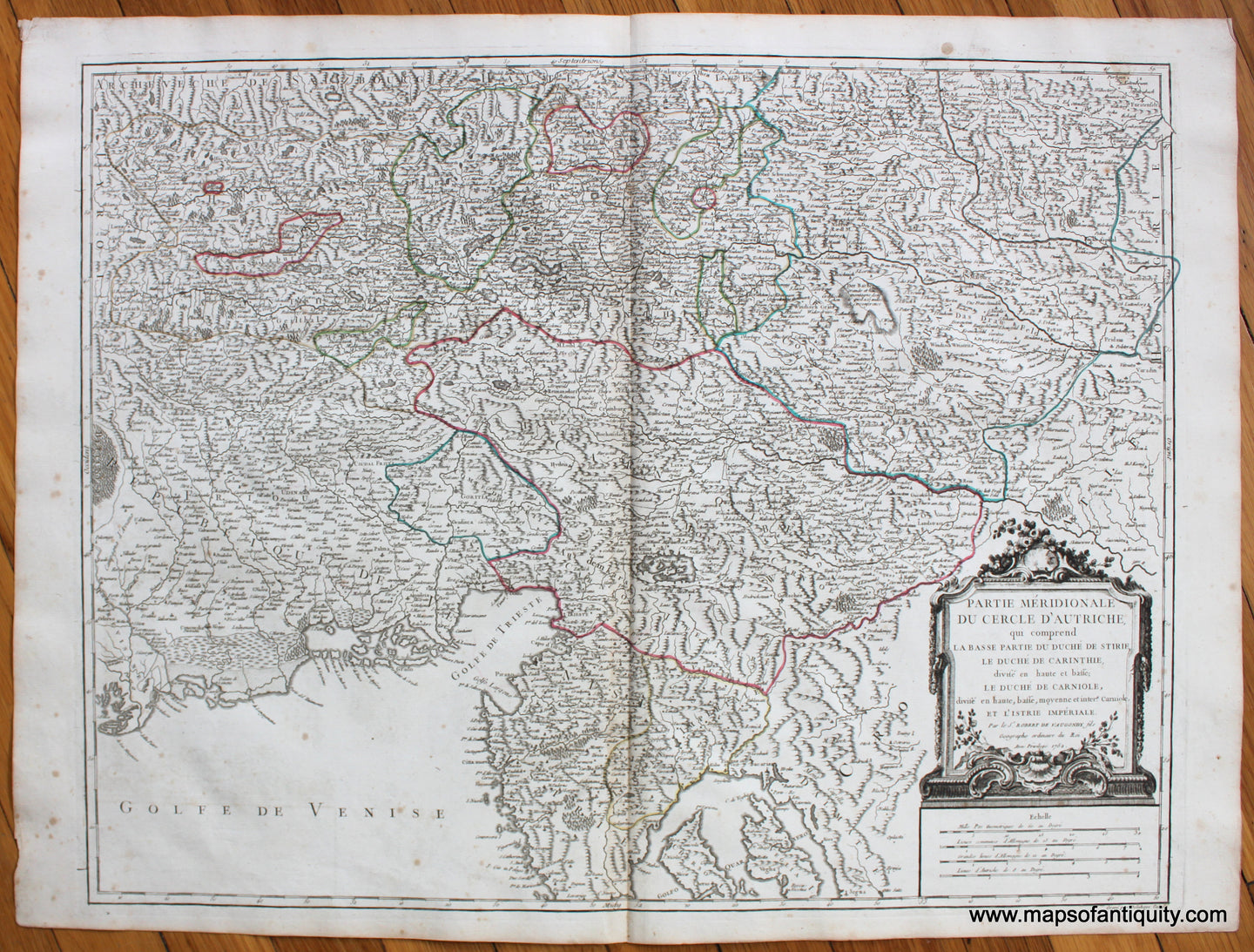 Antique-Map-Partie-Meridionale-Du-Cercle-D'Autriche-Austria-Robert-de-Vaugondy-1750-France-French-1750s-1700s-Mid-18th-Century-Maps-of-Antiquity