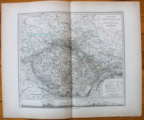 Antique-Map-Deutschland-Europe-Germany-Bohmen-Mahren-Schlesien-Czechia-Poland-Stieler-1876-1870s-1800s-19th-century-Maps-of-Antiquity