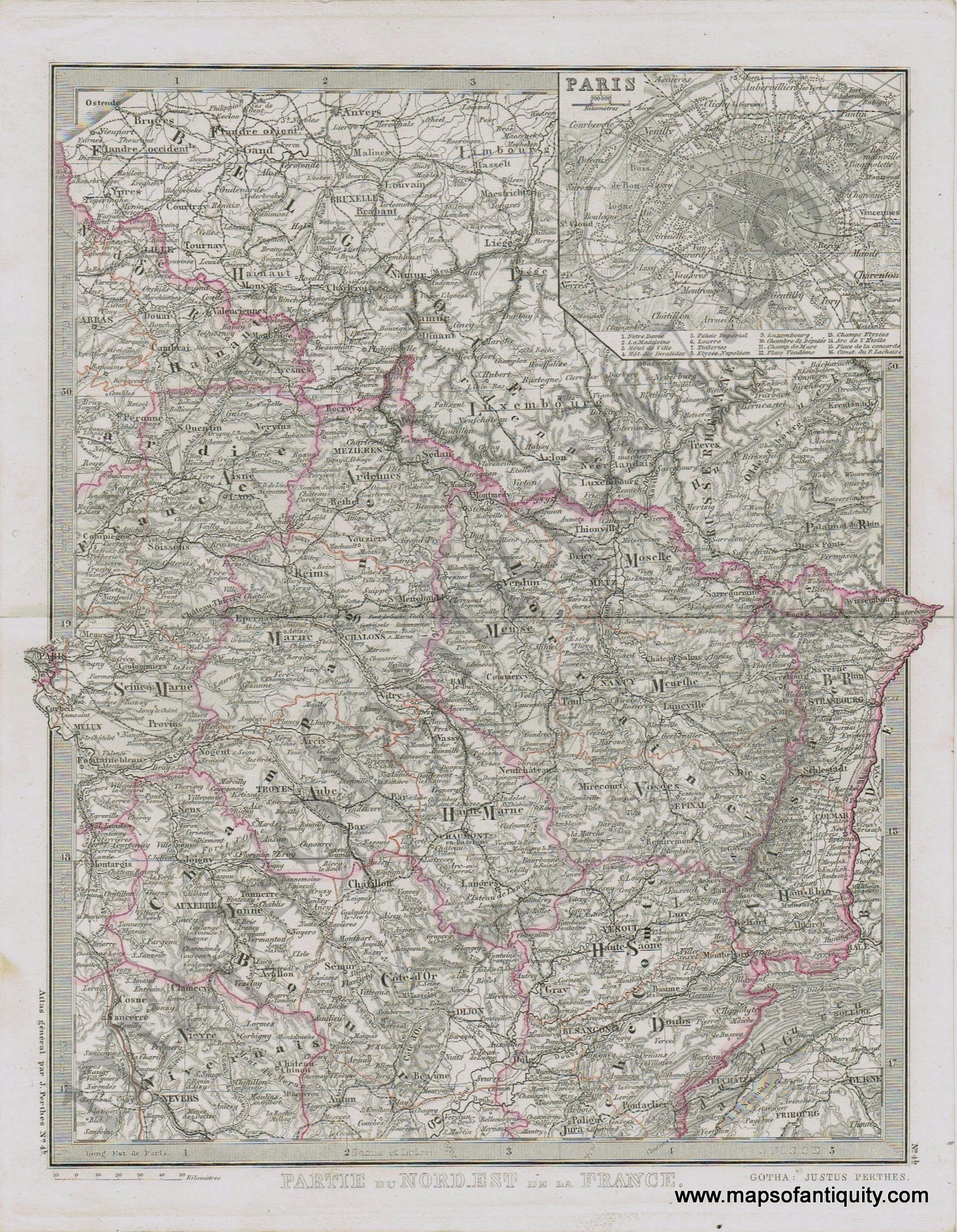 France-Partie-du-Nord-Est-de-la-France-Perthes-1871-Antique-Map-1870s-1800s-19th-century-Maps-of-Antiquity