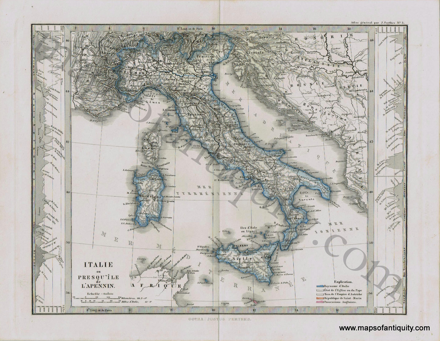 Italy-Italie-ou-Presqu'ile-de-l'Apennin-Perthes-1871-Antique-Map-1870s-1800s-19th-century-Maps-of-Antiquity