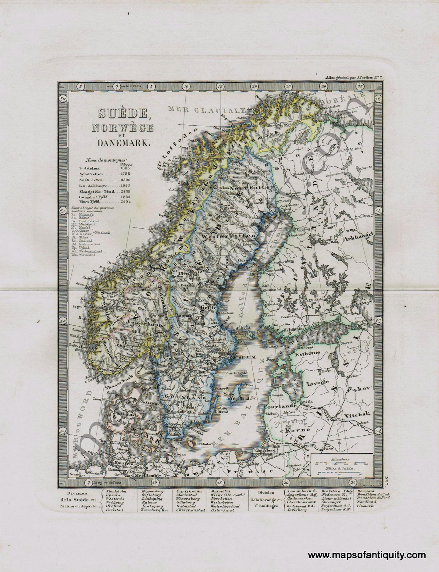 Scandinavia-Suede-Norvege-et-Danemark-Perthes-1871-Antique-Map-1870s-1800s-19th-century-Maps-of-Antiquity