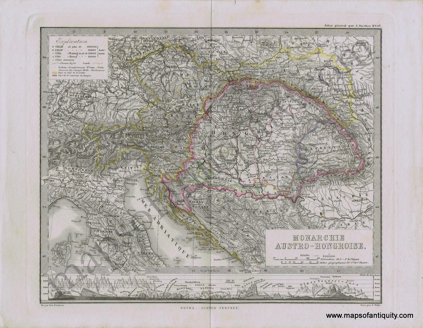 Austria-Empire-d'Autriche-Perthes-1871-Antique-Map-1870s-1800s-19th-century-Maps-of-Antiquity