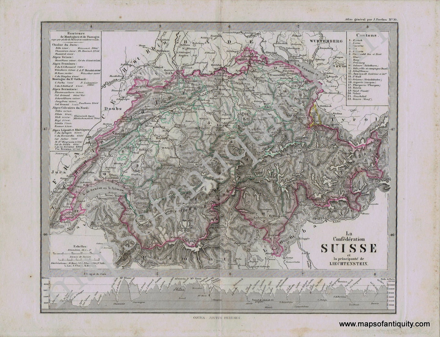 Switzerland-Les-Confederation-Suisse-et-la-Principaute-de-Liechtenstein-Perthes-1871-Antique-Map-1870s-1800s-19th-century-Maps-of-Antiquity