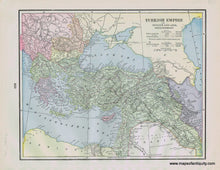Load image into Gallery viewer, 1892 - Turkey in Europe, Greece, Roumania, Servia &amp; Montenegro, verso: Turkish Empire in Europe and Asia - Antique Map
