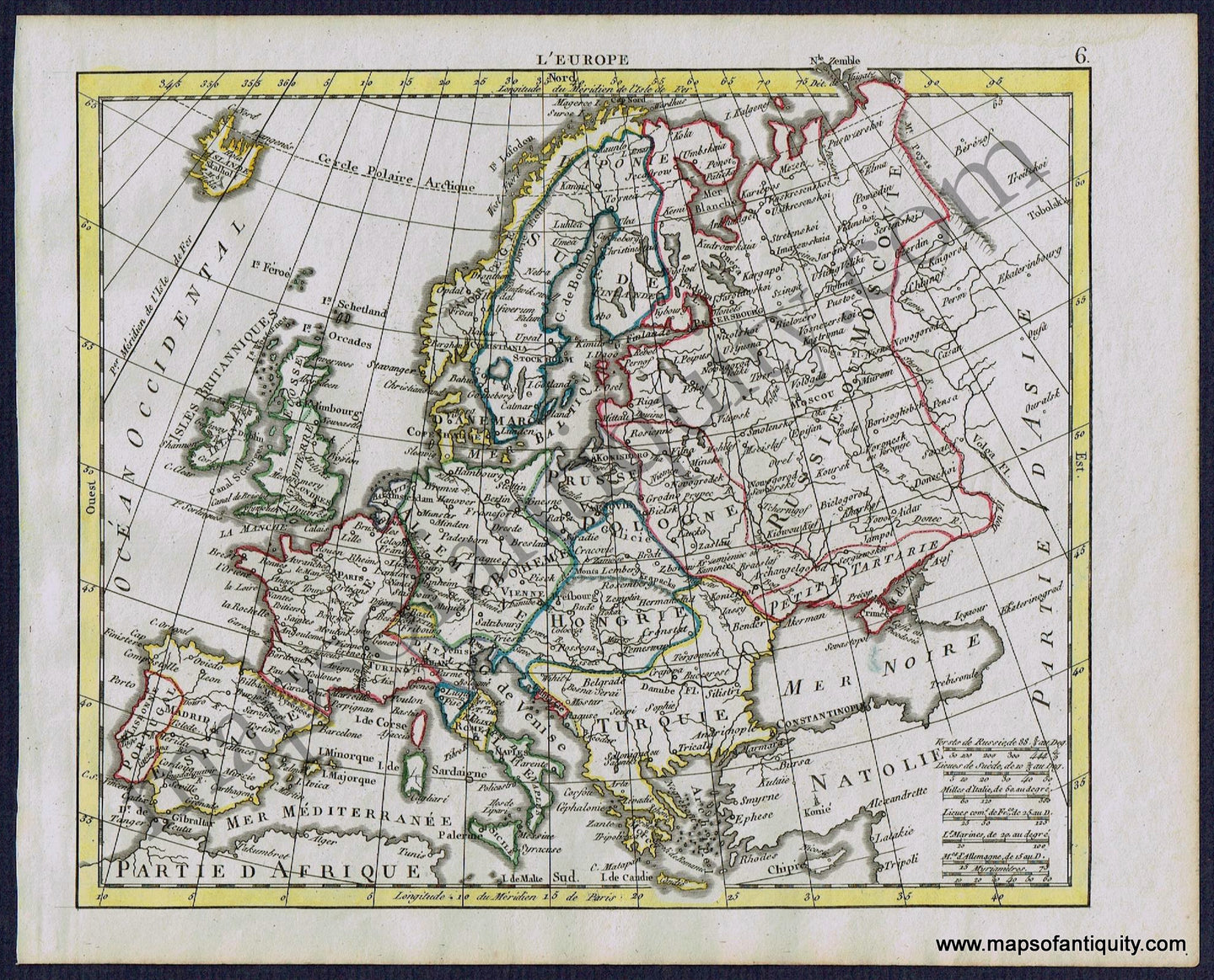 Antique-Map-L'Europe-Europe-Herrison-French-1806-1800s-Early-19th-Century-Maps-of-Antiquity