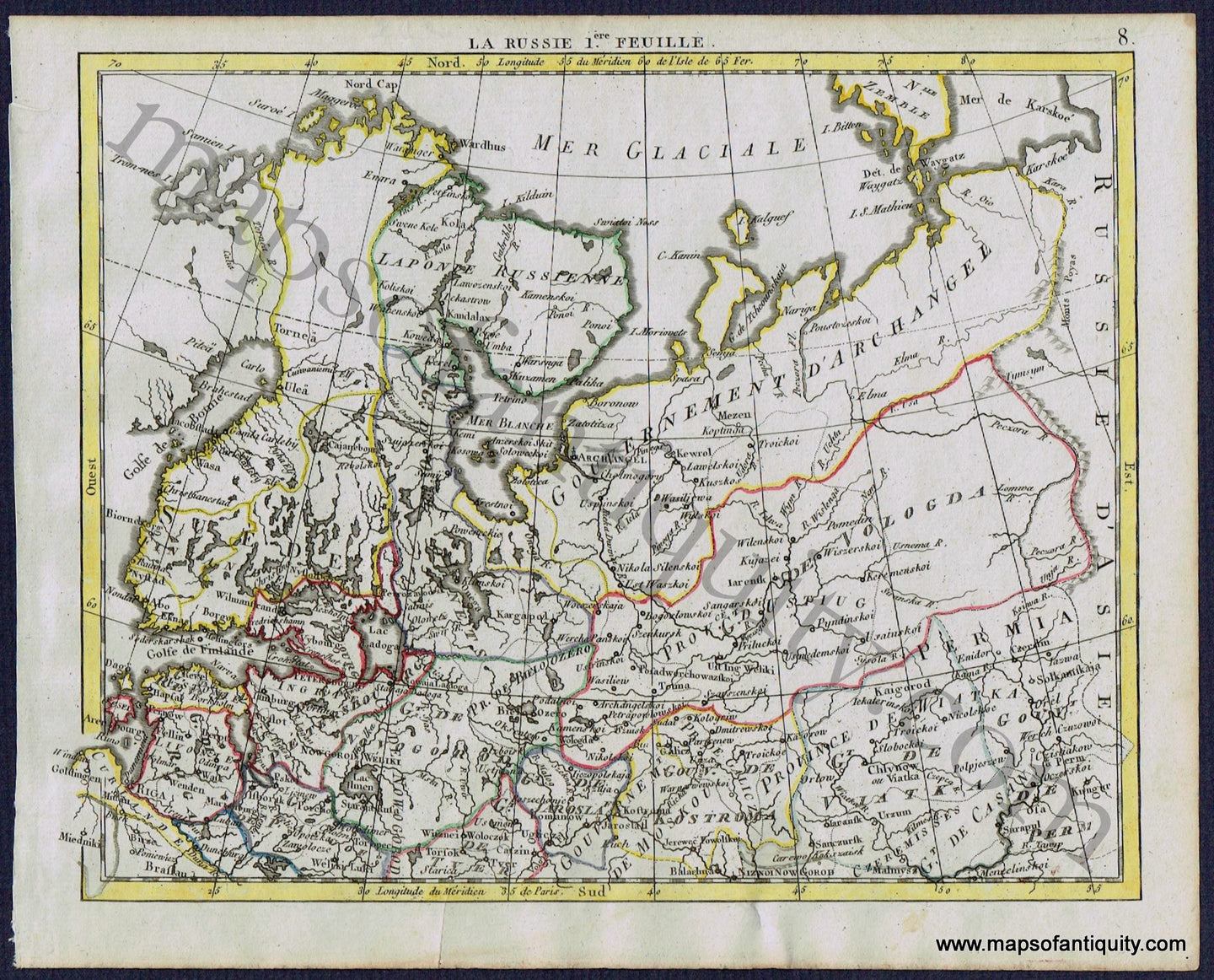 Antique-Map-La-Russie-1-Feuille-Northwest-Northwestern-Russia-Herrison-French-1806-1800s-Early-19th-Century-Maps-of-Antiquity