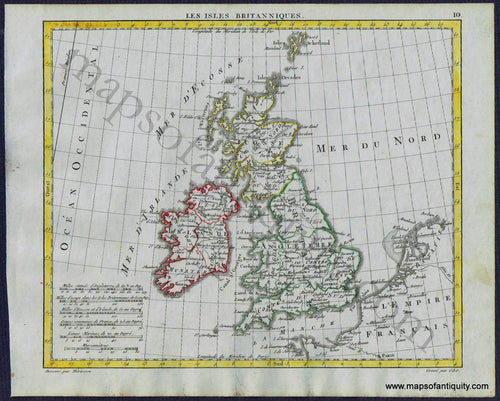 Antique-Map-British-Isles-UK-United-Kingdom-Les-Isles-Britanniques-Herrison-French-1806-1800s-Early-19th-Century-Maps-of-Antiquity
