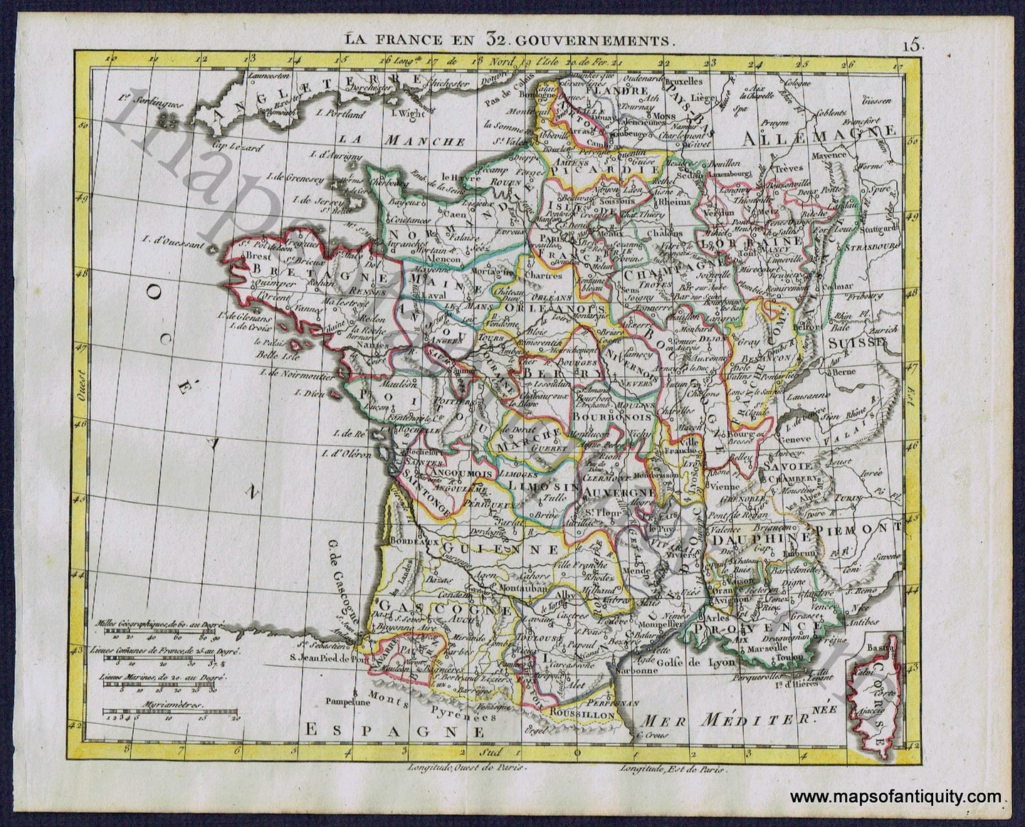 Antique-Map-La-France-en-32-Gouvernements-Government-Herrison-French-1806-1800s-Early-19th-Century-Maps-of-Antiquity