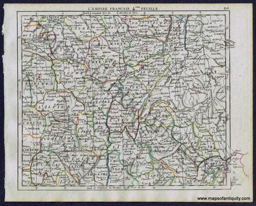 Antique-Map-France-L'Empire-Francais-4-Feuille-Eastern-East-Herrison-French-1806-1800s-Early-19th-Century-Maps-of-Antiquity