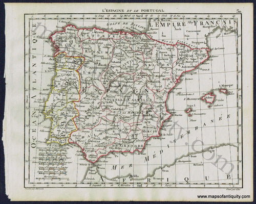 Antique-Map-Spain-and-Portugal-L'Espagne-et-le-Portugal-Herrison-French-1806-1800s-Early-19th-Century-Maps-of-Antiquity