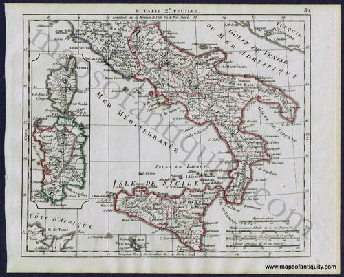 Antique-Map-Southern-South-Italy-L'Italie-2-Feuille-Herrison-French-1806-1800s-Early-19th-Century-Maps-of-Antiquity