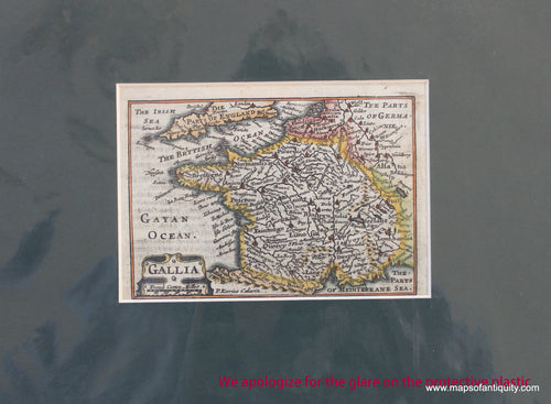 Antique-Early-Map-Gallia-France-Van-den-Keere-Miniature-Speed-Pocket-Atlas-A-Prospect-of-the-Most-Famous-Parts-of-the-World-1665-1660s-Mid-Late-17th-Century-Maps-of-Antiquity