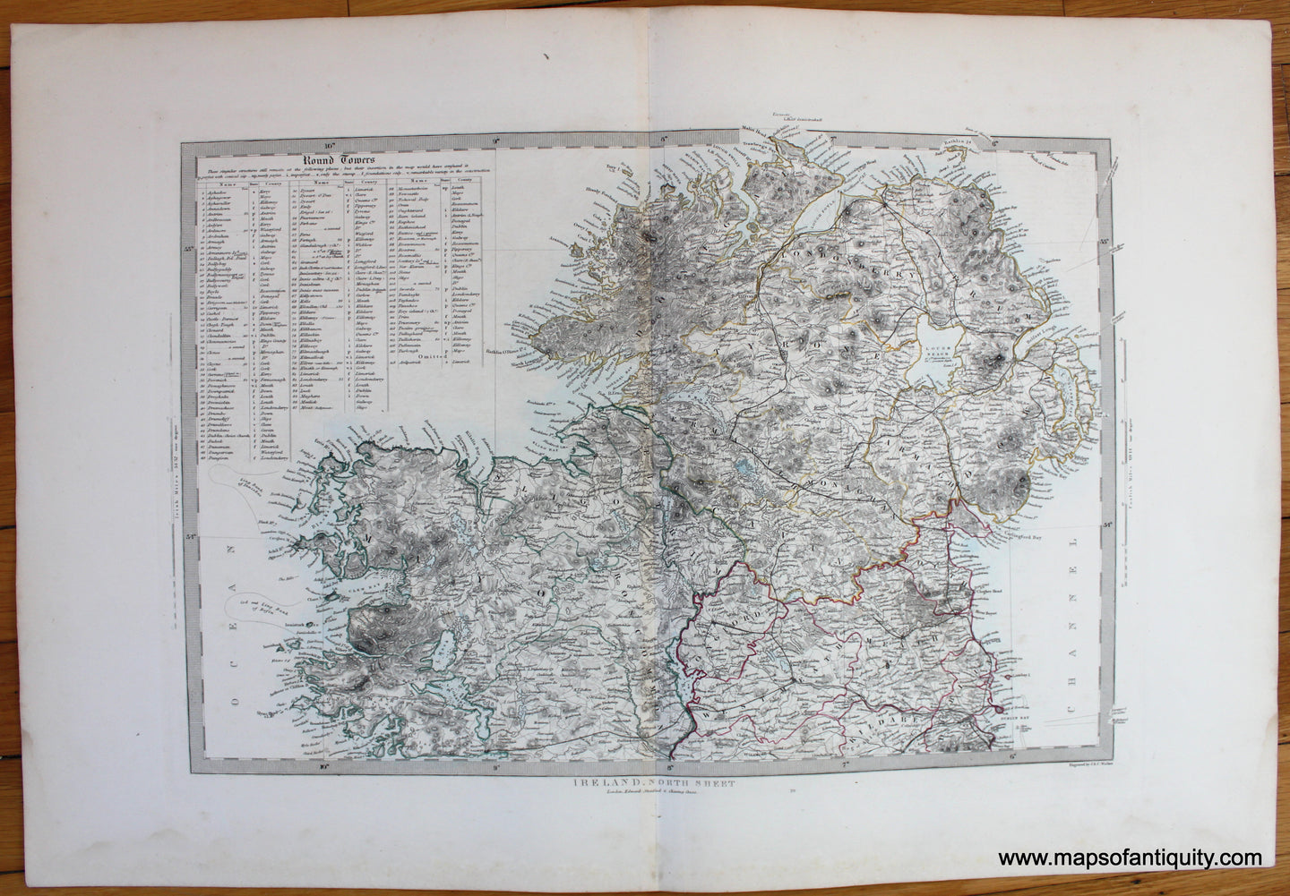 Antique-Map-Ireland-North-Sheet-SDUK-Society-for-the-Diffusion-of-Useful-Knowledge-1840-1840s-1800s-Early-Mid-19th-Century-Maps-of-Antiquity