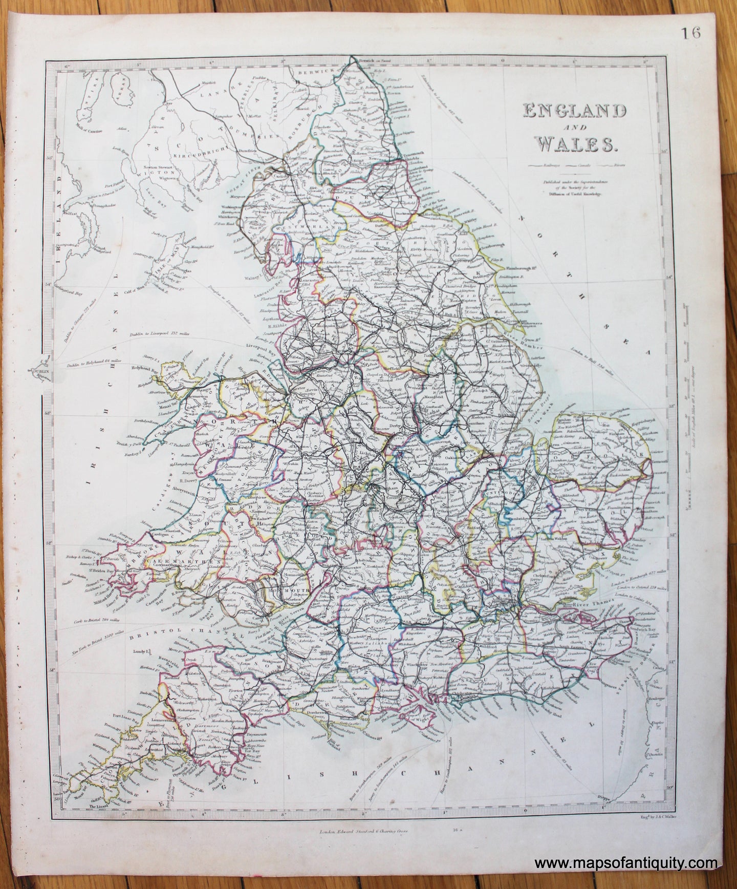 Antique-Map-England-and-Wales-SDUK-Society-for-the-Diffusion-of-Useful-Knowledge-1850-1850s-1800s-Early-Mid-19th-Century-Maps-of-Antiquity
