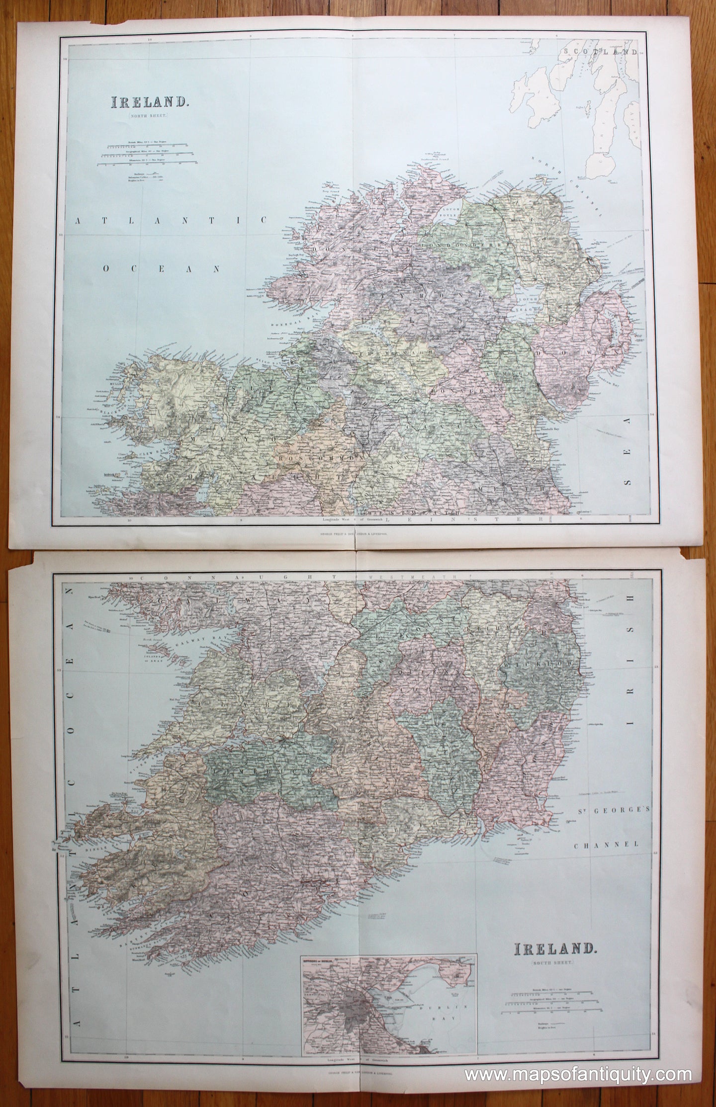 Antique-Map-Ireland-Philip-Philips-Imperial-Atlas-World-1890-1800s-19th-century-Maps-of-Antiquity