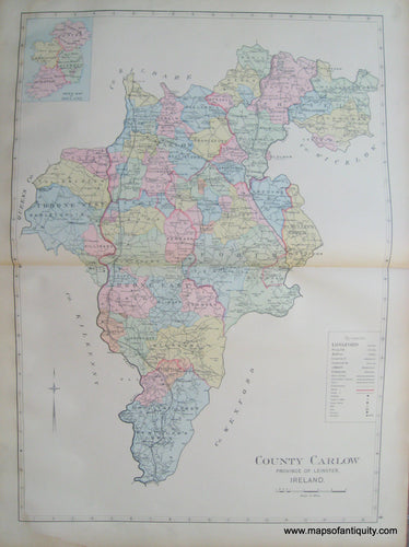 Antique-Map-County-Carlow-Province-of-Leinster-Ireland.-Richards-1901-Maps-Of-Antiquity