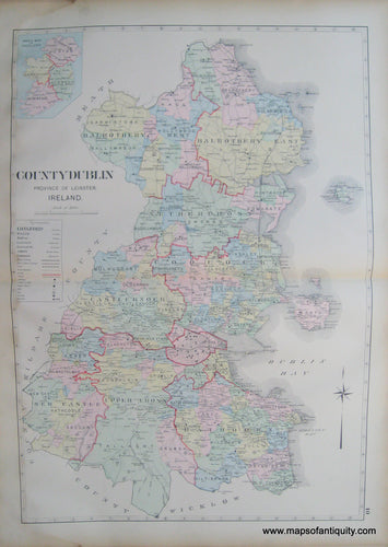 Antique-Map-County-Dublin-Province-of-Leinster-Ireland.-Richards-1901-Maps-Of-Antiquity