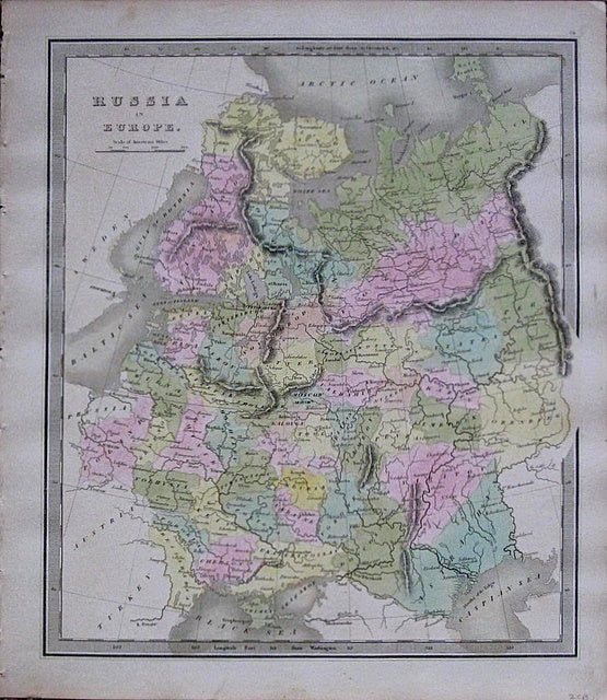 Antique-Hand-Colored-Map-Russia-in-Europe.-Europe-Russia----1842-Jeremiah-Greenleaf-Maps-Of-Antiquity