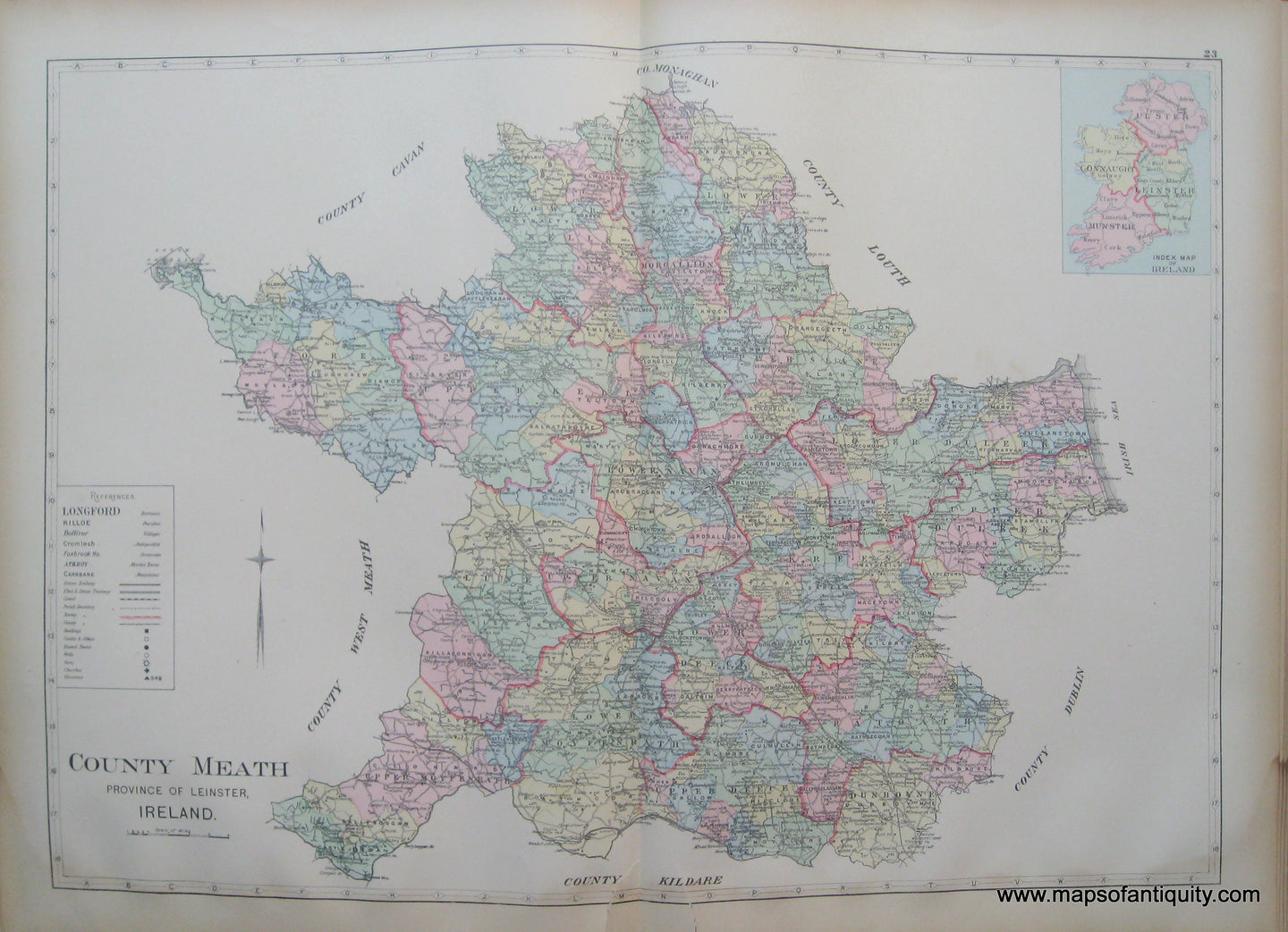 Antique-Map-County-Meath-Province-of-Leinster-Ireland.-Richards-1901-Maps-Of-Antiquity