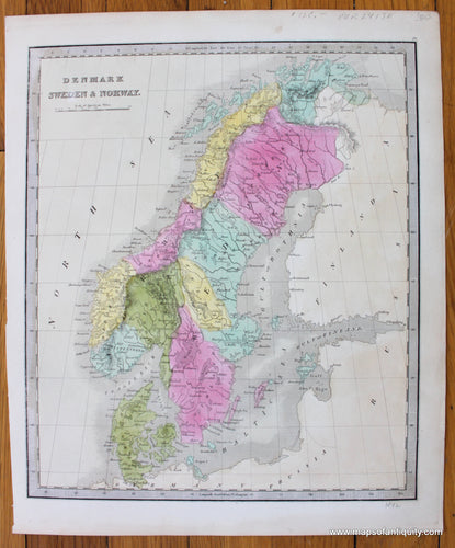 Antique-Hand-Colored-Map-Denmark-Sweden-&-Norway.-Europe-Scandinavia-1842-Jeremiah-Greenleaf-Maps-Of-Antiquity