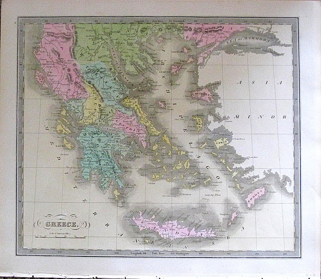 Antique-Hand-Colored-Map-Greece.-Europe-Greece-1842-Jeremiah-Greenleaf-Maps-Of-Antiquity