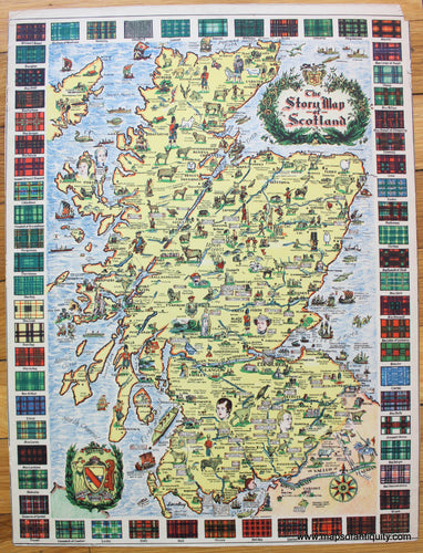 Antique-Printed-Color-Pictorial-Map-with-Antique-Uncolored-Pictorial-Map-on-verso-The-Story-Map-of-Scotland-verso-A-Pictorial-Map-of-Italy-1939-Colortext-Publications-Inc.-Scotland-Italy1800s-19th-century-Maps-of-Antiquity