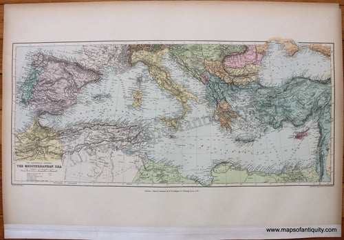 Printed-Color-Antique-Map-The-Countries-Around-the-Mediterranean-Sea-1904-Stanford-Mediterranean-1800s-19th-century-Maps-of-Antiquity