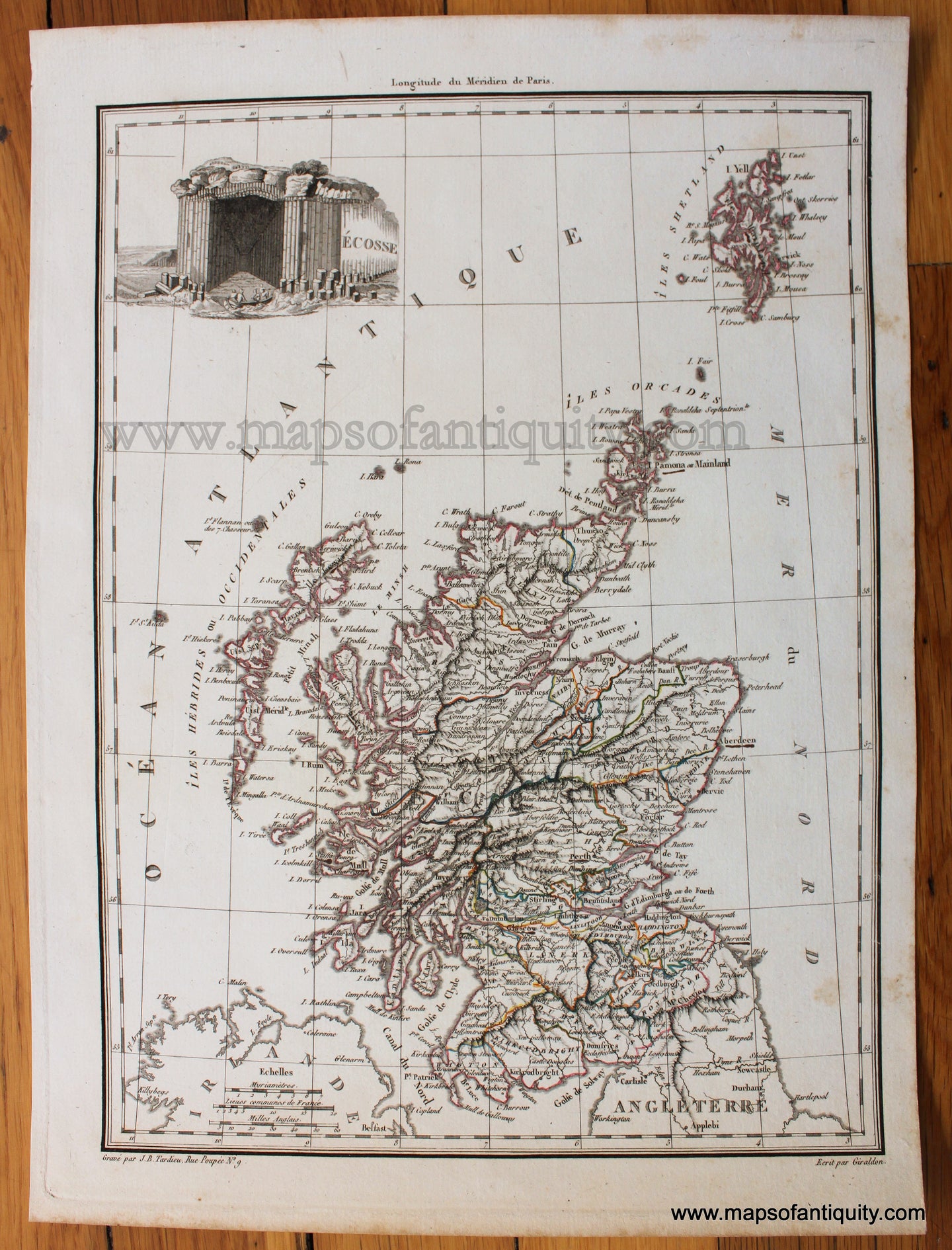 Antique-Hand-Colored-Map-Ecosse-1812-Lapie-Tardieu-Scotland-1800s-19th-century-Maps-of-Antiquity