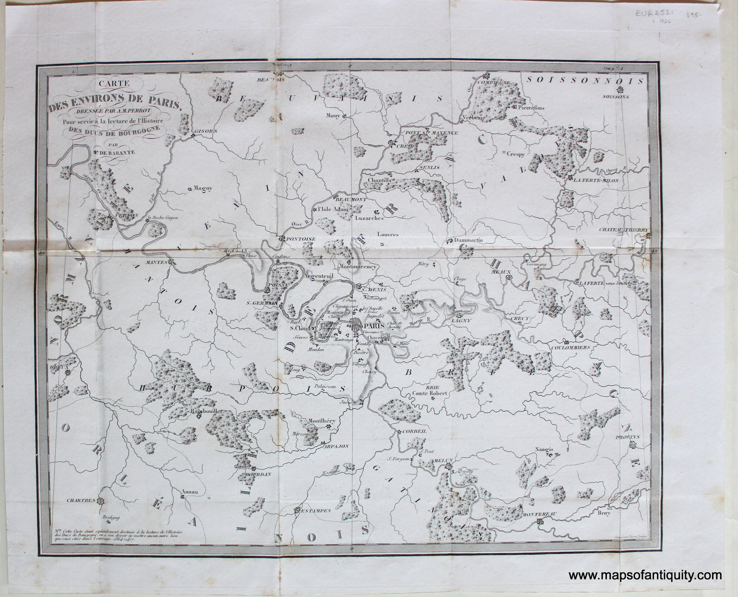 Antique-Uncolored-Map-Carte-des-Environs-de-Paris-c.-1826-Tardieu/Perrot/De-Barante-France-1800s-19th-century-Maps-of-Antiquity