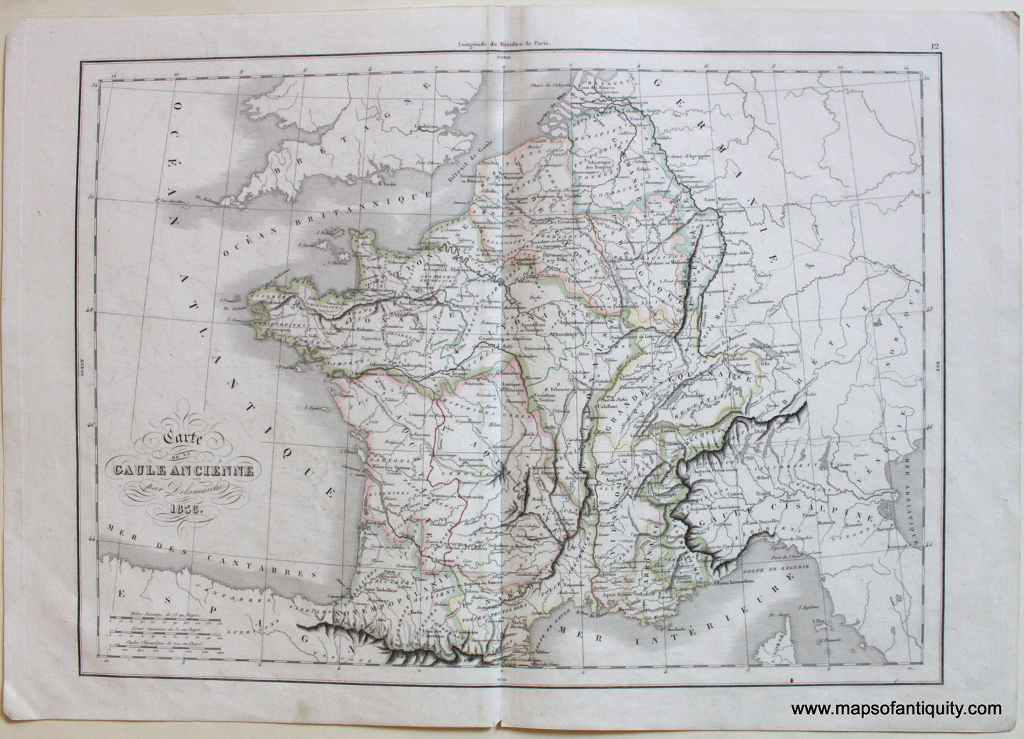 1838 - Carte de la Gaule Ancienne - Antique Map