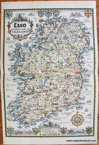 Antique-Printed-Color-Pictorial-Map-Esso-Pictorial-Plan-of-Ireland-1933-A.E.-Taylor-Ireland-1900s-20th-century-Maps-of-Antiquity