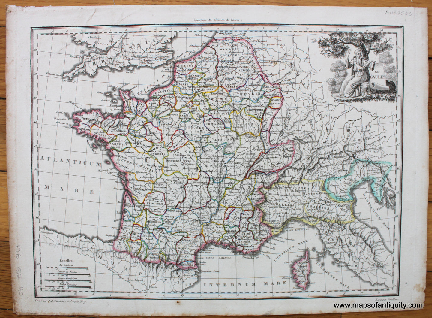 1812 - Les Gaules - Ancient France - Antique Map