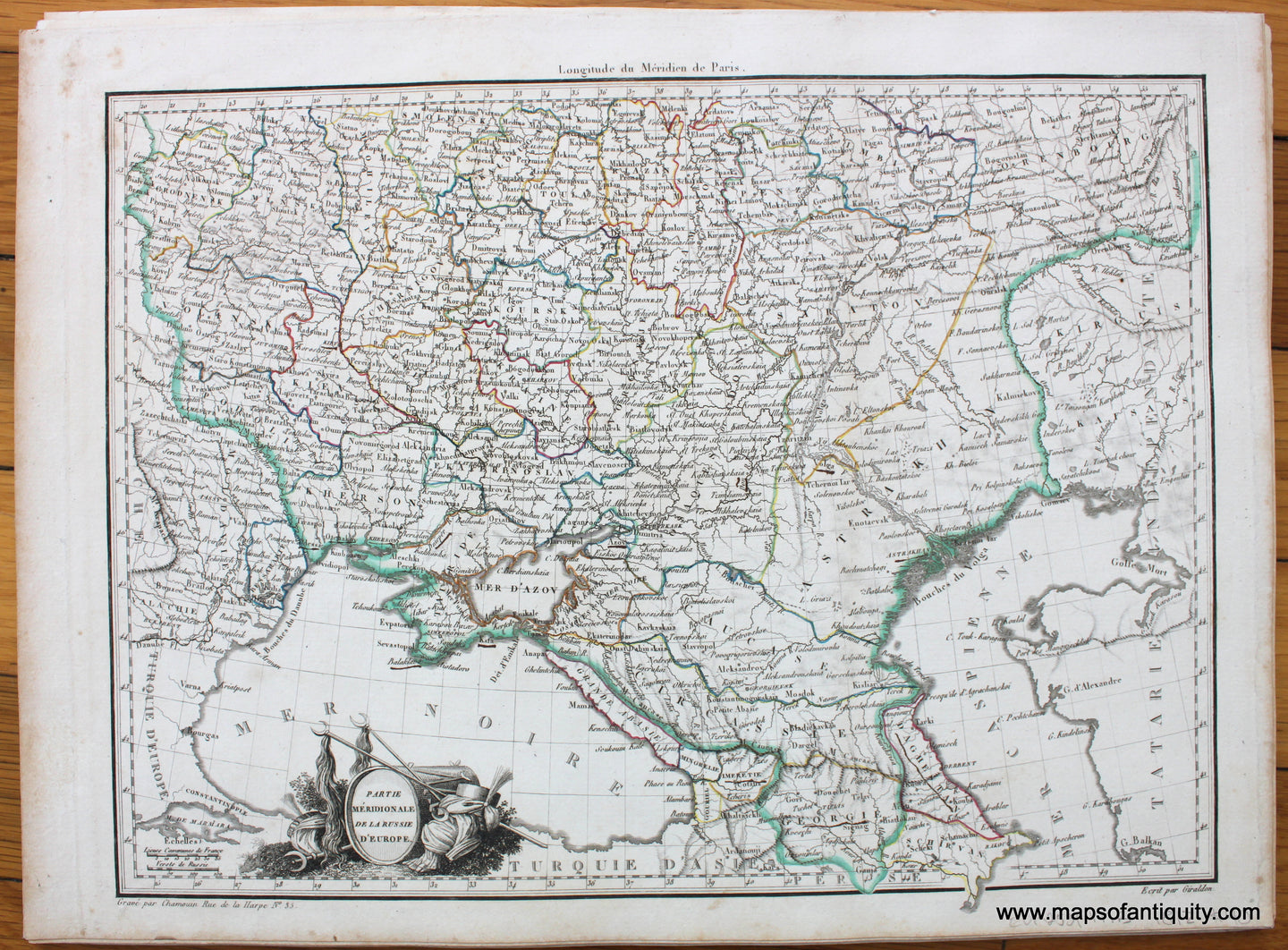 Antique-Hand-Colored-Map-Partie-Meridionale-de-la-Russie-d'-Europe-1812-Malte-Brun-Lapie-Russia-1800s-19th-century-Maps-of-Antiquity