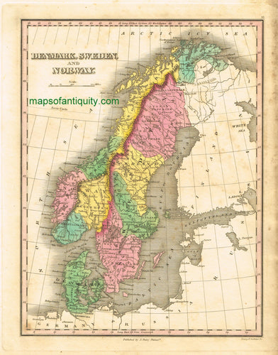 Antique-Hand-Colored-Map-Sweden-Denmark-&-Norway.-Europe-Scandinavia-1826-Anthony-Finley-Maps-Of-Antiquity