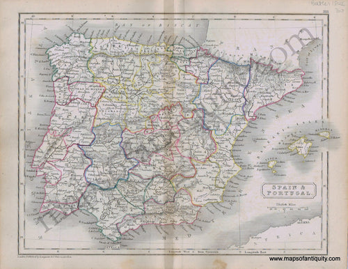 Antique-Hand-Colored-Map-Spain-&-Portugal-1842-Butler-Spain-&-Portugal-1800s-19th-century-Maps-of-Antiquity