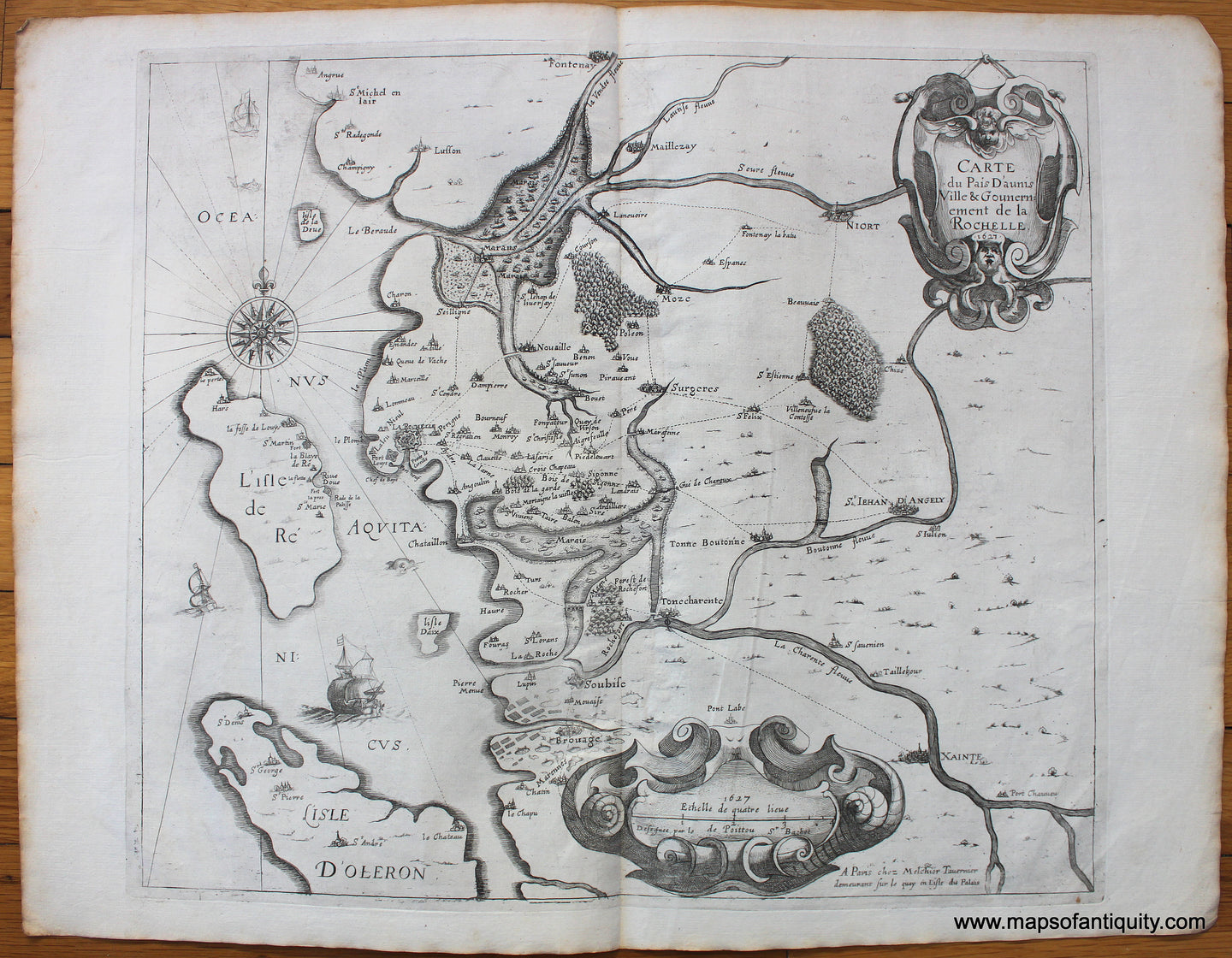1627 - Carte du Pais D'aunis Ville & Gounernement de la Rochelle - Antique Map