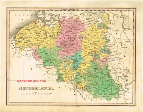 Antique-Hand-Colored-Map-Netherlands.-Europe-Holland-1826-Anthony-Finley-Maps-Of-Antiquity