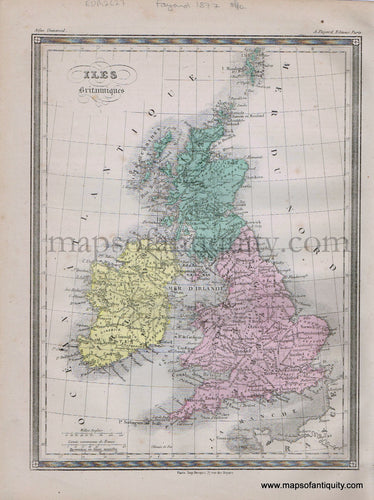 Antique-Printed-Color-Map-Europe-Iles-Britanniques---British-Isles-1877-Fayard-United-Kingdom-1800s-19th-century-Maps-of-Antiquity