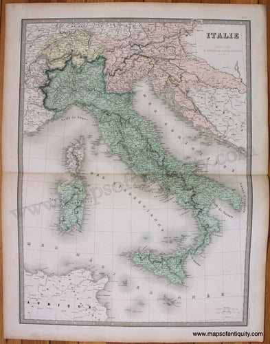 Antique-Hand-Colored-Map-Europe-Italie-1860-J.-Andriveau-Goujon-Italy-1800s-19th-century-Maps-of-Antiquity