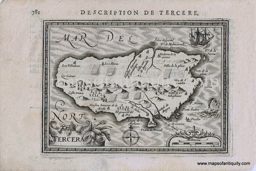 Antique-Map-Europe-Tercera-(Terciera)-1618-Bertius-/-Hondius-Spain-and-Portugal-1800s-19th-century-Maps-of-Antiquity