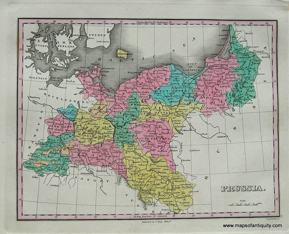 Antique-Hand-Colored-Map-Prussia.-Europe-Prussia-1827-Anthony-Finley-Maps-Of-Antiquity
