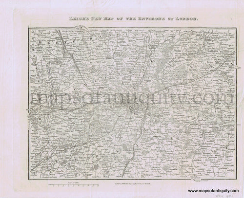 Antique-Black-and-White-Map-Europe-Leigh's-New-Map-of-the-Environs-of-London--1841-Leigh-&-Son-England-1800s-19th-century-Maps-of-Antiquity