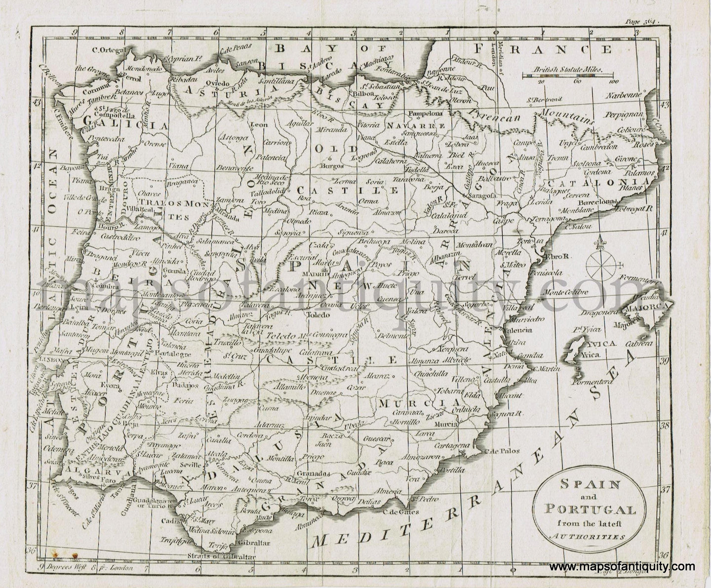 Antique-Black-and-White-Map-Europe-Spain-and-Portugal-from-the-latest-Authorities-1793-unknown-Spain-&-Portugal-1700s-18th-century-Maps-of-Antiquity