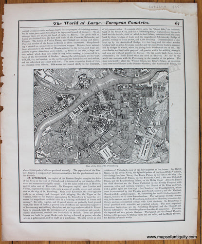 Antique-Uncolored-Map-Europe-Plan-of-the-City-of-St.-Petersburg-c.-1892-Hunt-&-Eaton-Russia-1800s-19th-century-Maps-of-Antiquity