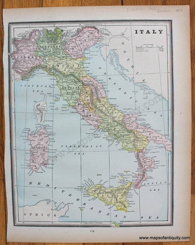 Antique-Printed-Color-Map-Europe-Italy-verso:-Turkey-in-Europe-Greece-Roumania-Servia-&-Montenegro-1893-Gaskell-Italy-1800s-19th-century-Maps-of-Antiquity