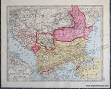Load image into Gallery viewer, 1888 - Tunison&#39;s Greece and Tunison&#39;s Switzerland; verso: Tunison&#39;s Turkey in Europe, Roumania, Servia, and Montenegro - Antique Map
