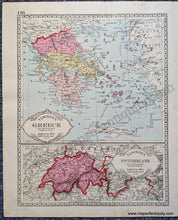 Load image into Gallery viewer, Antique-Map-Tunison&#39;s-Greece-and-Tunison&#39;s-Switzerland;-verso:-Tunison&#39;s-Turkey-in-Europe-Roumania-Servia-and-Montenegro-Europe--1888-Tunison-Maps-Of-Antiquity-1800s-19th-century
